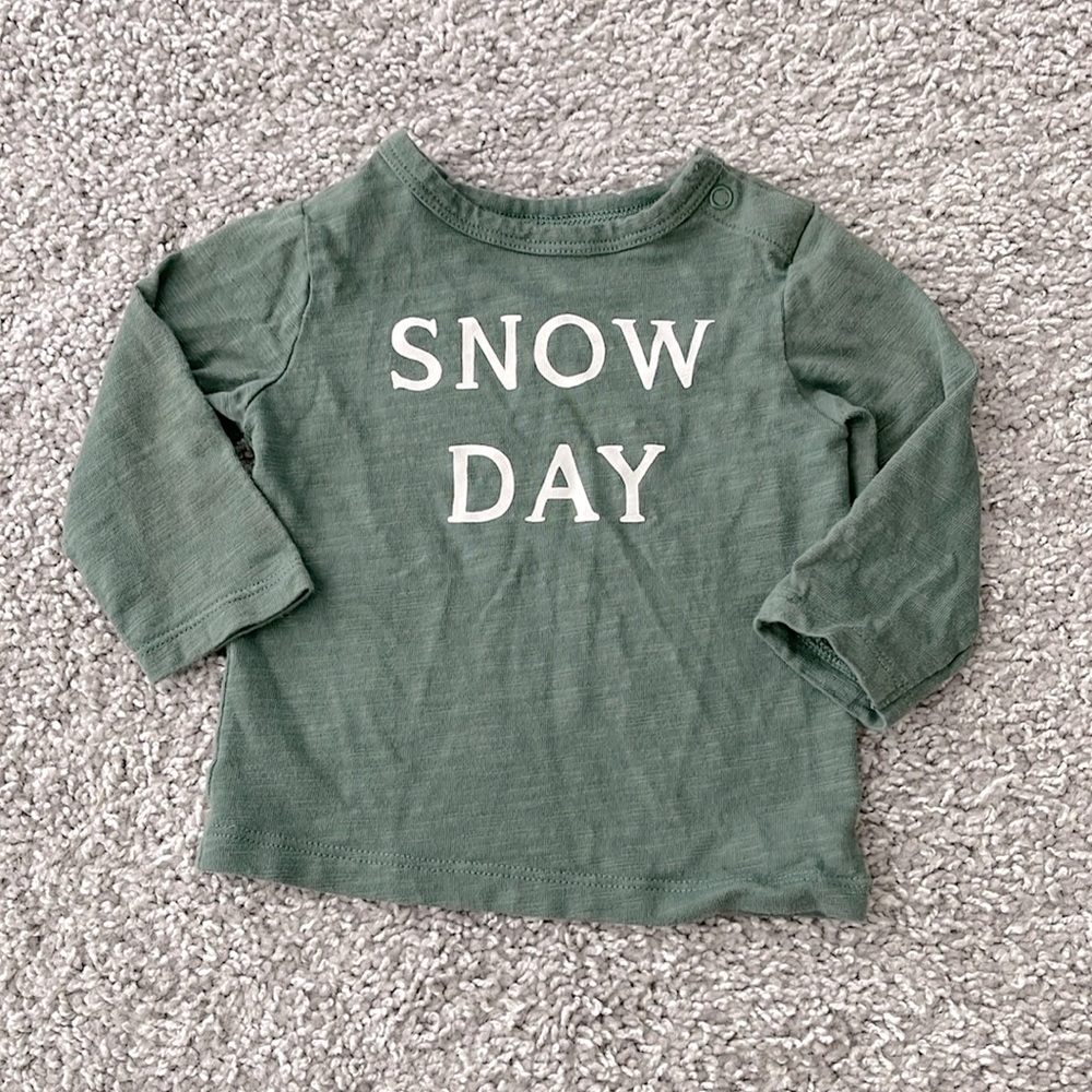 Little Co. by Lauren Conrad Snow Day Long Sleeve Green Shirt - Size 3M